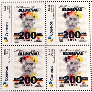 PB 134 Selo Personalizado Bicentenário de Hermann Blumenau 2019 Quadra