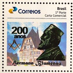 PB 135 Selo Personalizado Bicentenário de Hermann Blumenau Maçonaria 2019