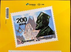 PB 135 Selo Personalizado Bicentenário de Hermann Blumenau Maçonaria 2019 Vinheta