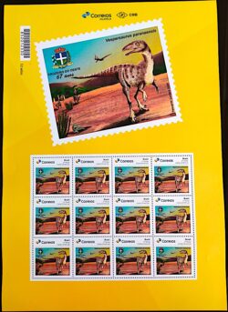 PB 136 Selo Personalizado Dinossauros Vespersaurus paranaenses 2019 Folha