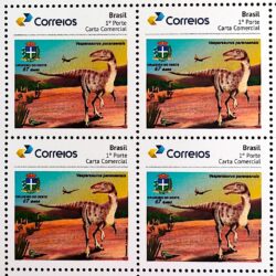 PB 136 Selo Personalizado Dinossauros Vespersaurus paranaenses 2019 Quadra
