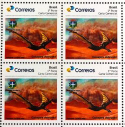 PB 137 Selo Personalizado Dinossauro Caiuajara dobruskii 2019 Quadra