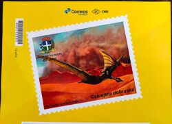 PB 137 Selo Personalizado Dinossauro Caiuajara dobruskii 2019 Vinheta