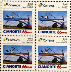 PB 139 Selo Personalizado 66 Anos da Cianorte 2019 Quadra