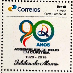 PB 140 Selo Personalizado 90 Anos da Assembleia de Deus em Curitiba 2019