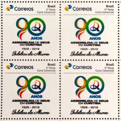 PB 140 Selo Personalizado 90 Anos da Assembleia de Deus em Curitiba 2019 Quadra