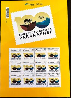 PB 142 Selo Personalizado 100 Anos Convenção Batista Paranaense 2019 Folha