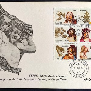 Cartão Com Selos de Aleijadinho Esculturas em Madeira 1980 CPD PB