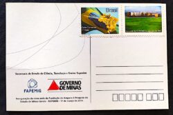 Cartão Postal 033 FAPEMIG 2014 Selo Personalizado Minas Gerais Espelhado