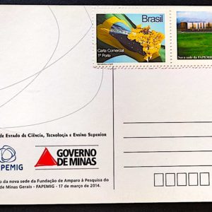 Cartão Postal 033 FAPEMIG 2014 Selo Personalizado Minas Gerais Espelhado