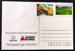 Cartão Postal 034 FAPEMIG 2014 Selo Personalizado Minas Gerais Prédio