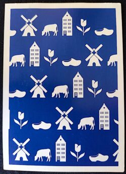 Cartão Postal 036 Holanda Moinhos Sapato de Madeira Flor