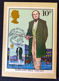 Cartão Postal 037 Inglaterra Rowland Hill Máximo Postal