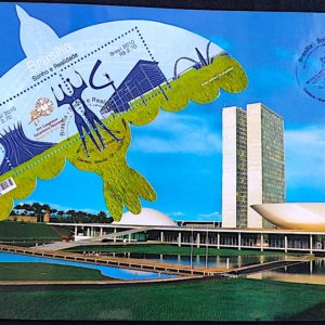 Cartao Postal 042 Palacio do Congresso Nacional Brasilia Bloco Sonho e Realidade Maximo