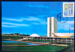 Cartão Postal 043 Palácio do Congresso Nacional Brasília Selo Sonho e Realidade Máximo Postal