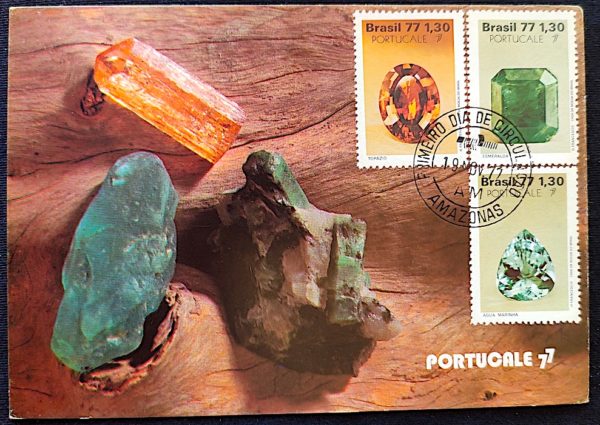 Cartão Postal Oficial dos Correios 1977 Portucale Pedras Preciosas CPD AM 1