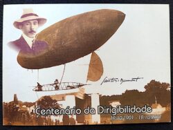 Cartão Postal Oficial dos Correios 2001 Centenário da Dirigibilidade Santos Dumont Aviação