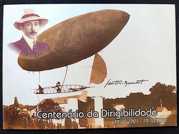 Cartão Postal Oficial dos Correios 2001 Centenário da Dirigibilidade Santos Dumont Aviação 1