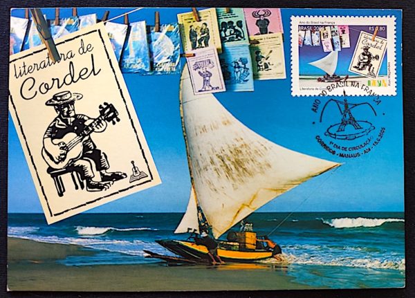 Cartão Postal Oficial dos Correios 2005 Ano do Brasil na França Literatura de Cordel Máximo Postal 1