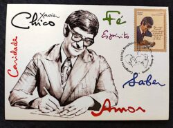Cartao Postal Oficial dos Correios 2010 Chico Xavier Espiritismo Maximo Postal