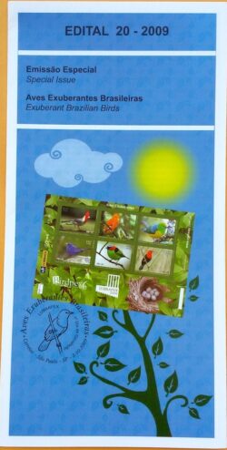 Edital 2009 20 Aves Exuberantes Brasileiras Fauna Passaros Sem Selo