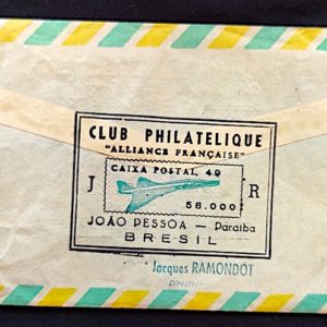 Envelope 1973 Aliança Francesa de João Pessoa CPC PB Com Registro