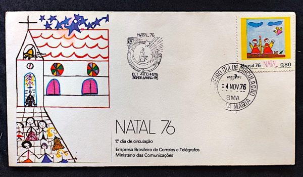 Envelope FDC 107 Natal Religião 1976 CPD SMA Santa Maria RS