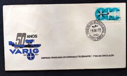 Envelope FDC 121 50 Anos da VARIG 1977 CPD SMA Santa Maria RS