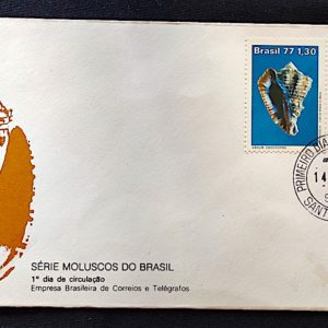 Envelope FDC 124 Série Moluscos do Brasil 1977 CPD SMA Santa Maria RS