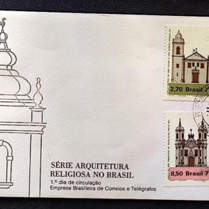 Envelope FDC 143 Arquitetura Igreja Religião 1977 CPD SMA Santa Maria RS