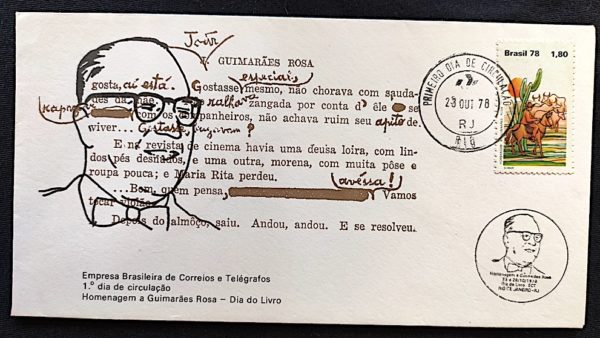 Envelope FDC 165 Dia do Livro Guimarães Rosa 1978 CBC RJ