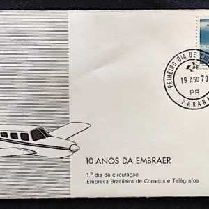 Envelope FDC 180 Embraer Avião Xingu 1979 CPD PR
