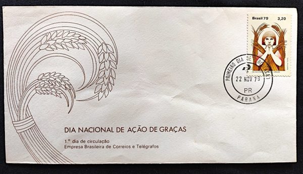 Envelope FDC 190 Dia Nacional de Ação de Graças Religião 1979 CPD PR