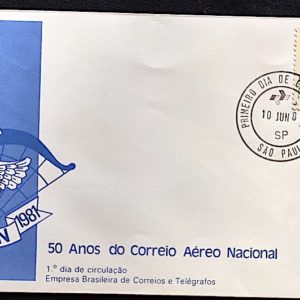 Envelope FDC 224 Correio Aéreo Nacional Avião 1981 CPD SP