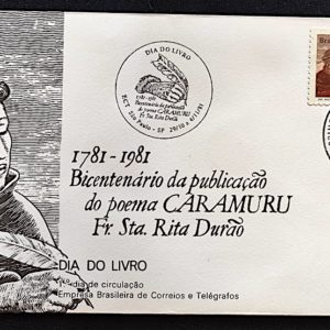 Envelope FDC 236 Dia do Livro Caramuru Frei Santa Rita Durão 1981 CBC e CPD SP