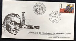 Envelope FDC 248 1982 Monteiro Lobato Literatura Petroleo Energia CBC e CPD SP 02