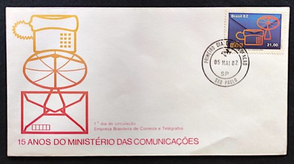 Envelope FDC 251 Ministério das Comunicações 1982 CPD SP