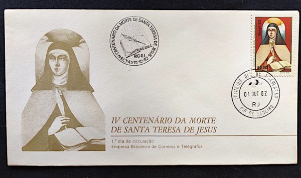 Envelope FDC 265 Santa Teresa de Jesus Religião 1982 CBC e CPD RJ