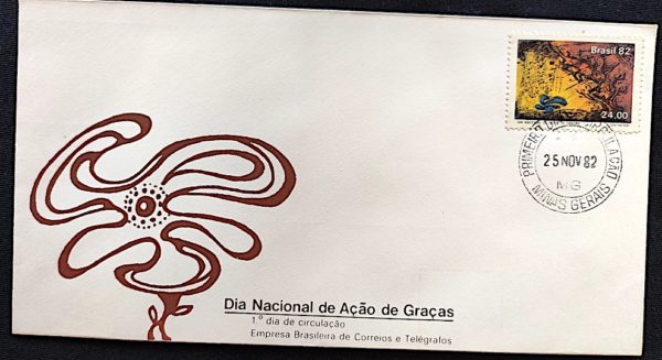 Envelope FDC 273 Dia Nacional de Ação de Graças Religião 1982 CPD MG