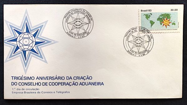 Envelope FDC 285 Conselho de Cooperação Aduaneira 1983 CBC DF Brasília