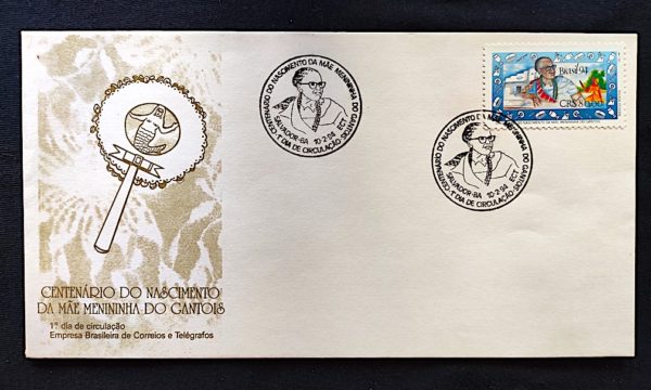 Envelope FDC 607 Centenário do Nascimento da Mãe Menininha do Gantois 1994 CBC BA Salvador