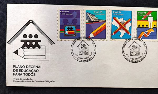 Envelope FDC 618 Educação para Todos 1994 CBC DF BSB Brasília