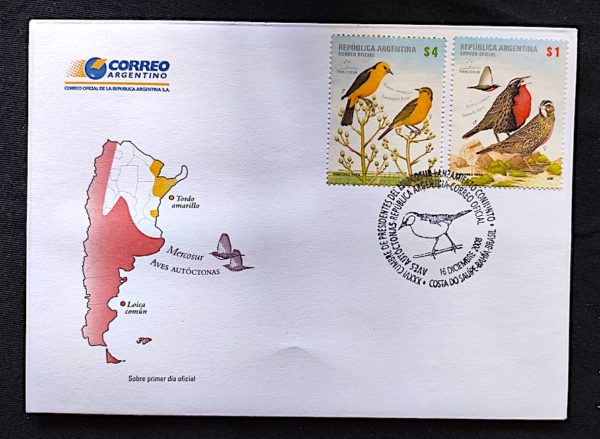 Envelope FDC Argentina Ave Pássaro 2008