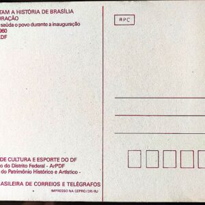 Cartão Postal Oficial dos Correios 1990 Brasília Juscelino Kubitschek Chapéu