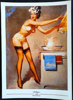 Poster Pin Up Mulher Secando as Mãos