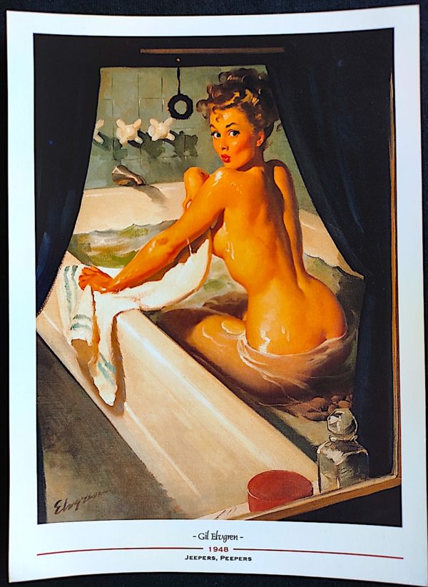 Poster Pin Up Mulher Tomando Banho