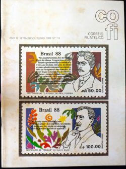 Revista COFI Correio Filatélico 1988 Ano 12 Número 114 Raul Pompeia e Olavo Bilac