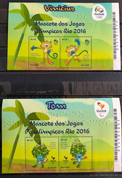 B 187 e 188 Bloco Mascote dos Jogos Olimpicos Vinicius e Paralimpicos Tom Olimpadas 2015