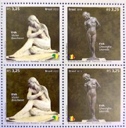 C 3569 Selo Brasil Romenia Arte Escultura 2015 Quadra