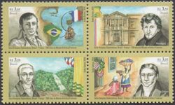 C 3583 Selo Brasil Franca 200 Anos Missao Artistica Francesa Navio Mapa Bandeira 2016